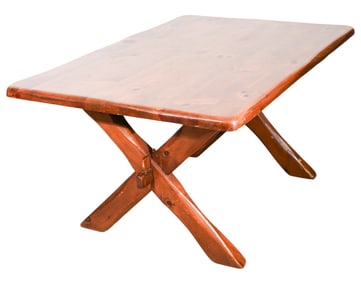 Farmhouse Style Hand Carved Trestle Table