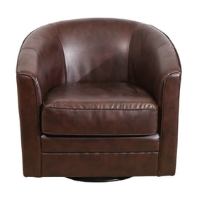 Mid Century Custom Leather Swivel Chair