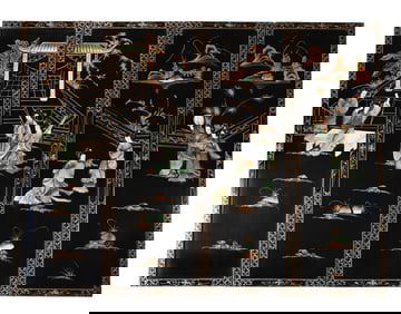 Mid Century Chinese Style 4-Panel Screen