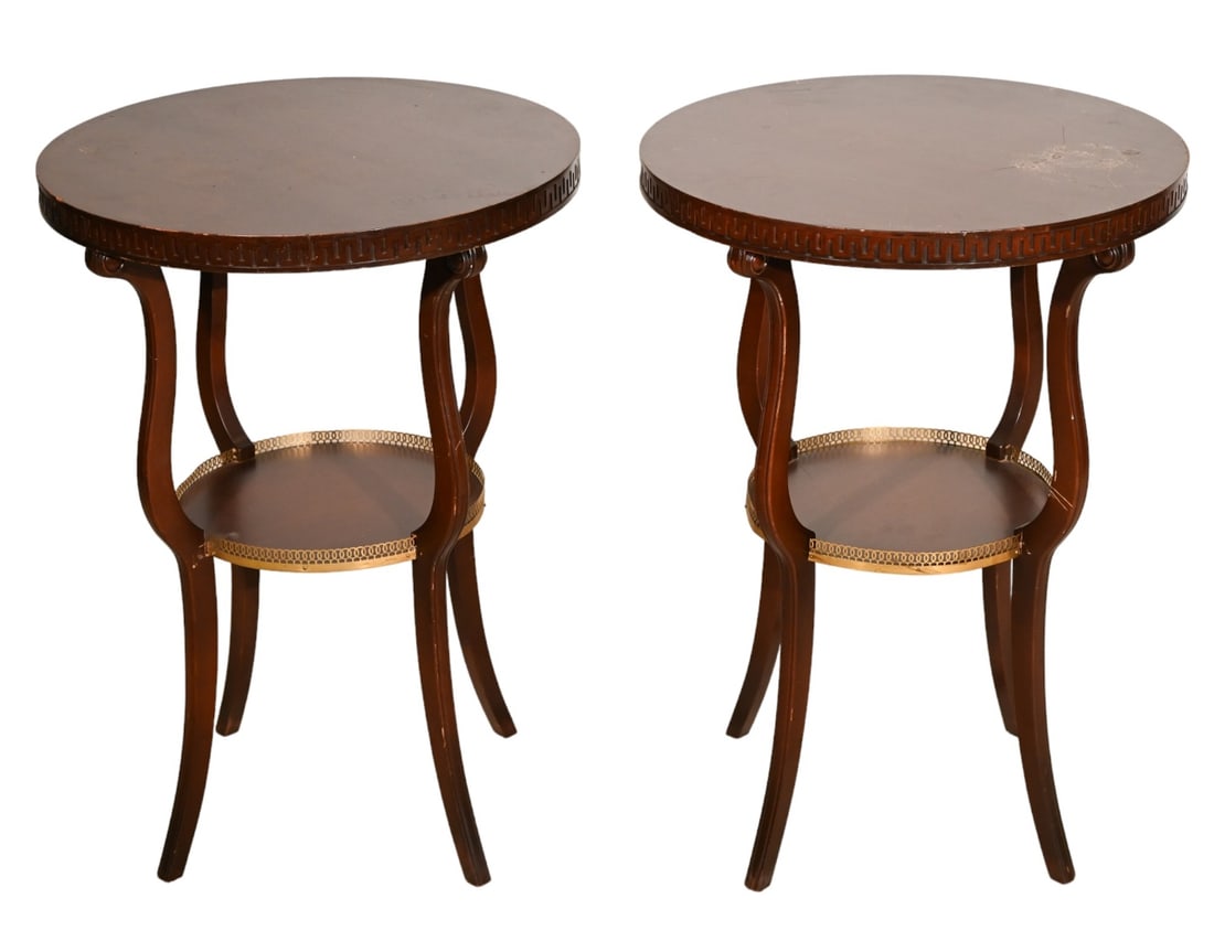 Pair Regency 2-Tier Side Tables with Gallery (1 of 13)