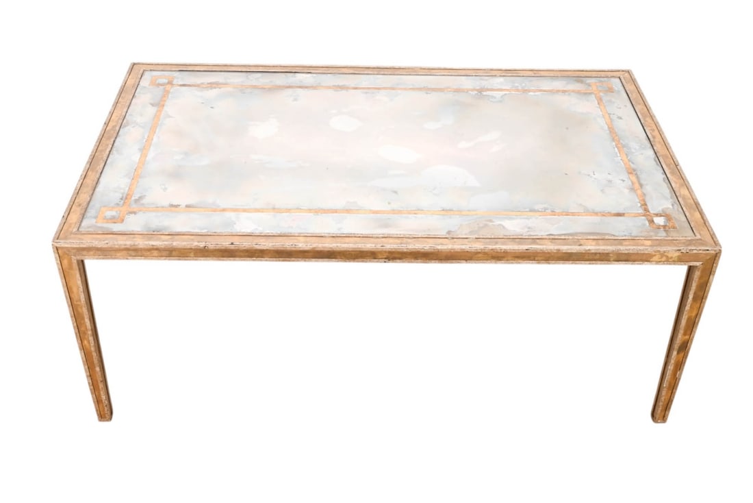 Neoclassical Style Distressed Mirrored Top Table (1 of 9)