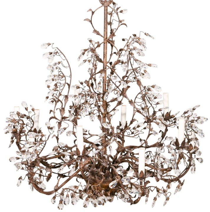 Rustic Style Crystal and  Iron 10 Light Chandelier (1 of 8)
