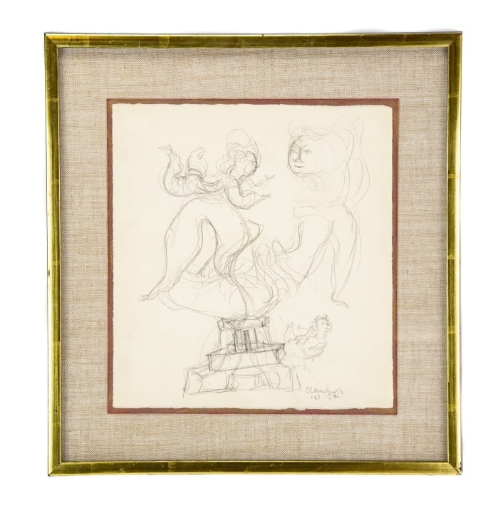Chaim Gross Signed Pencil of Mother & Child (1 of 6)