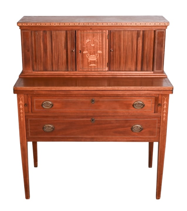 Antique Federal Tambour Door Inlaid Secretary Desk (1 of 10)