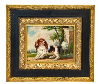Oil Painting King James Spaniel in Garden