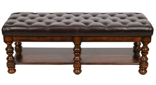 Bernhardt Leather Tufted Upholstered Shoe Bench
