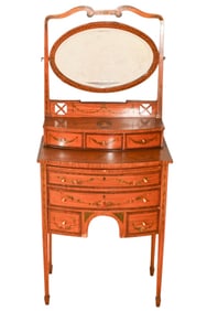 Adams Style Satin Wood Painted Dresser w Vanity