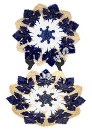 2 Meissen Antique Porcelain Plates Oak Leaf Motif