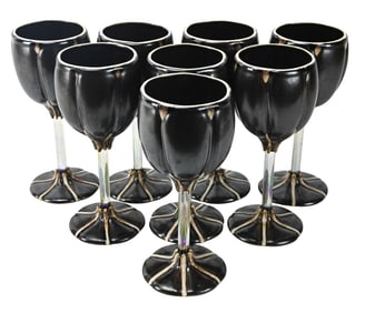 Newman Ceramic Works Signed Stem Wine Glasses