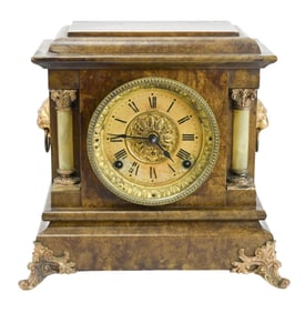 Seth Thomas Faux Marble Mantle Clock w Fittings