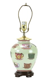 English Chinoisserie Style Hand Painted Lamp
