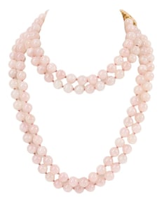 Judith Leiber Rose Quartz Double Stand Necklace