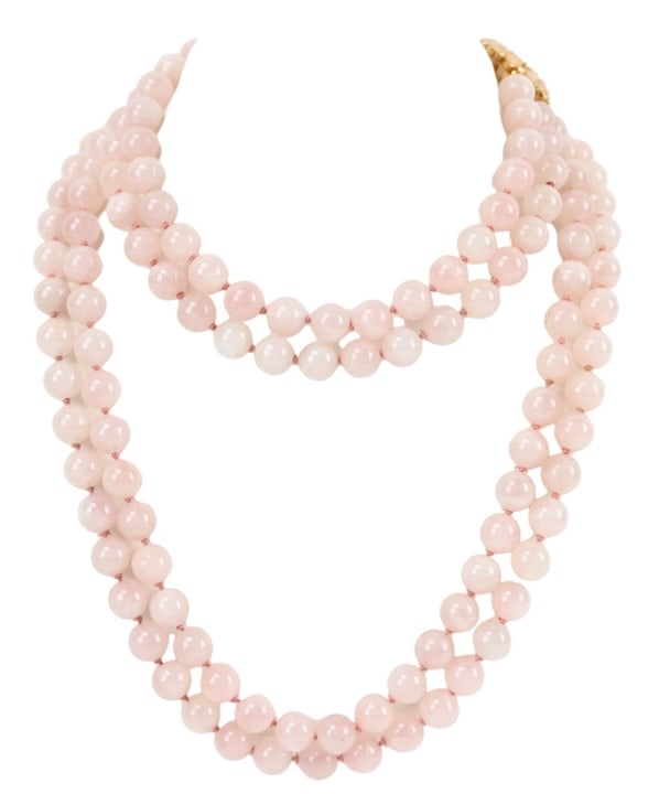 Judith Leiber Rose Quartz Double Stand Necklace (1 of 10)