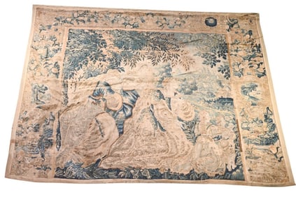 Antique Flemish Court Scene Tapestry
