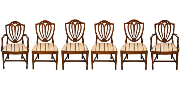 6 John Stuart Carved Shield Back Dinning Chairs