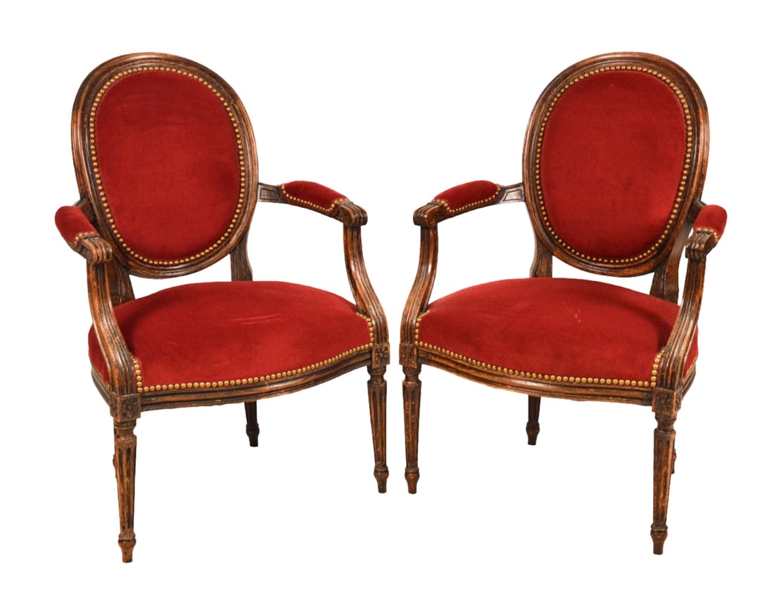 Antique French Louis XVI Style Balloon Back Chairs (1 of 8)