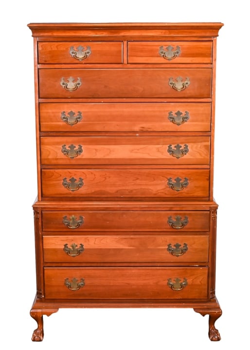 Vintage Hand Carved Carved Cherry Highboy Dresser (1 of 16)