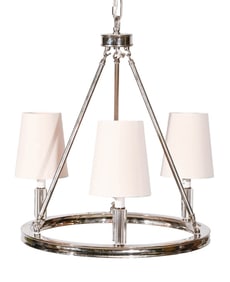 Chrome Tone Pendant Ring Chandelier w Shades