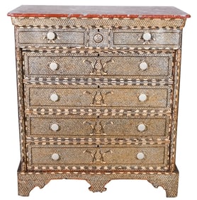 Antique Syrian MOP Inlay Marble Top Chest