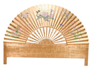 David Barrett Gilt Painted Fan Shaped Headboard