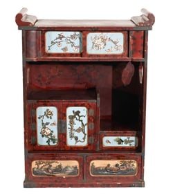 Antique Salesman Sample Japanese Shibayama Cabinet