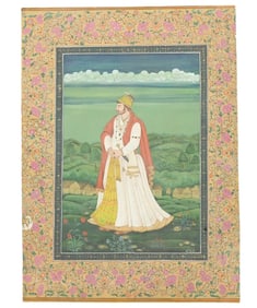 Portrait of Mughal Emperor Shah & Landscape
