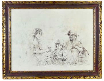 Edna Hibel Signed Lithograph Framed