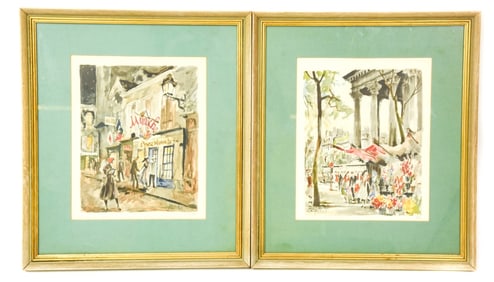 Pair Franz Herbelot Framed Parisian Lithographs