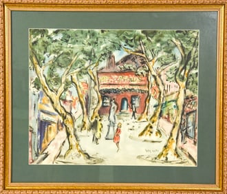 Betty Kathe Signed Watercolor Painting City Square