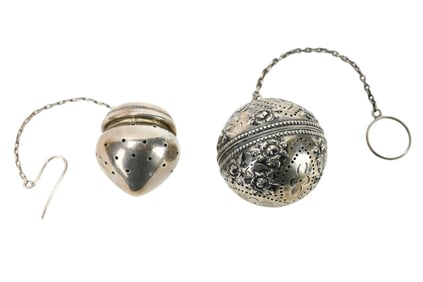 2 Antique Sterling Silver Tea Infusers Hallmarked