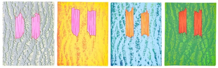 In 4 Parts Signed Abstract Acrylic Paintings