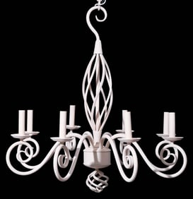 Farmhouse Style White Iron 8 Light Chandelier