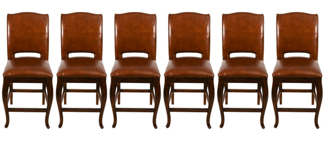 6 Frontgate Leather Upholstered Bar Chairs