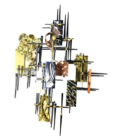 Ray H. Berger Mixed Metal Brutalist Wall Sculpture