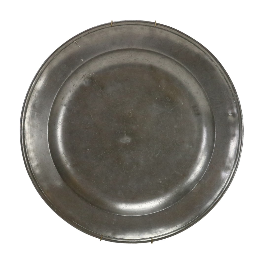 18th C Georgian English Pewter Charger w Marks (1 of 8)