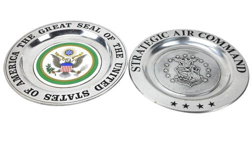 2 Pewter Commemorative Plates