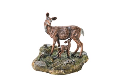 Cody Bronze Mixed Media Statue Doe & Calf LE