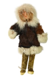 Antique Alaskan Inuit Hand Made Fur & Leather Doll