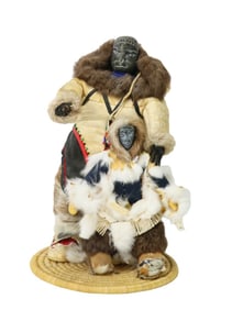 Antique Alaskan Inuit Hand Made Fur & Leather Doll