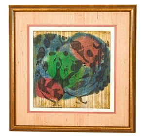 Marjorie Tomchuk Signed Etching Peacocks 1965