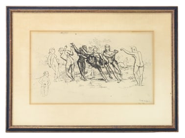 Philip Evergood Signed Engraving Primitive Dance