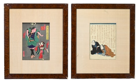 2 Utagawa Kunisada Japanese Wood Blocks Signed
