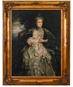 W. Homer Signed Oil Painting Portrait Woman Infant