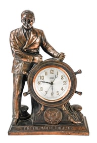 Antique Cast Spelter F.D.R. United Electric Clock