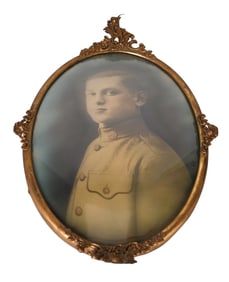 Antique Convex Ormolu Frame w WWI Portrait