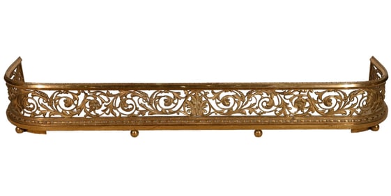 Antique Bronze Rococo Footed Fire Place Fender