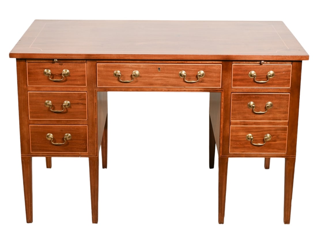 Vintage Inlaid Writing Desk with Brass Handles (1 of 14)