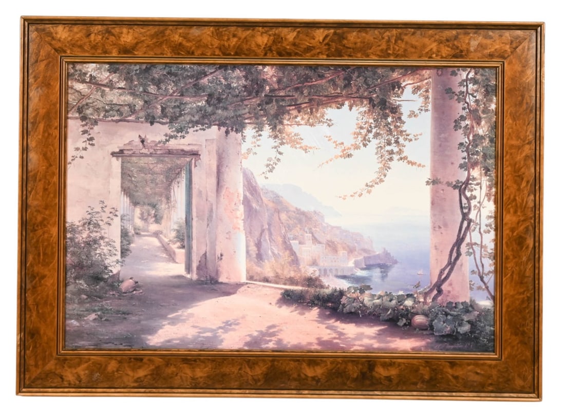 Framed Large Giclee Mediterranean Coastal Village (1 of 10)