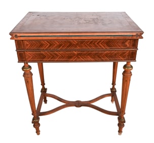 Antique French Twist Top Inlay Game Table