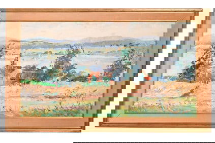 H. K. Meyer Signed Expressionist Barn Landscape